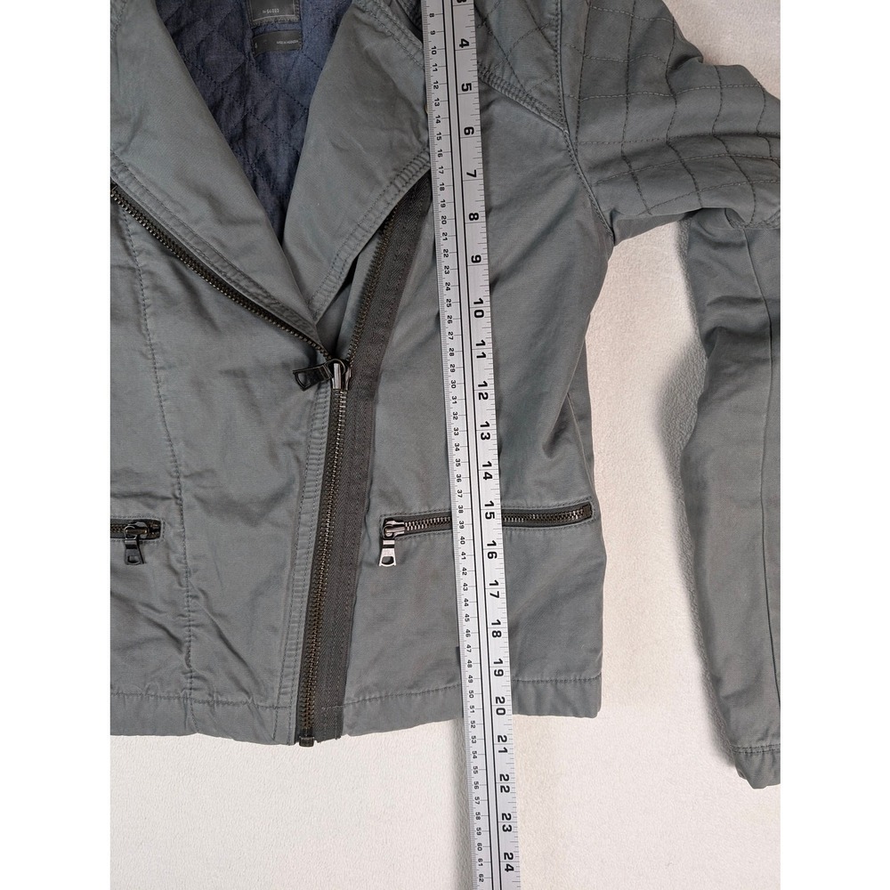 Gap Moto Jacket Women's Asymmetrical Zip Quilted Cotton Twill Olive Green Size 4 - Picture 4 of 9